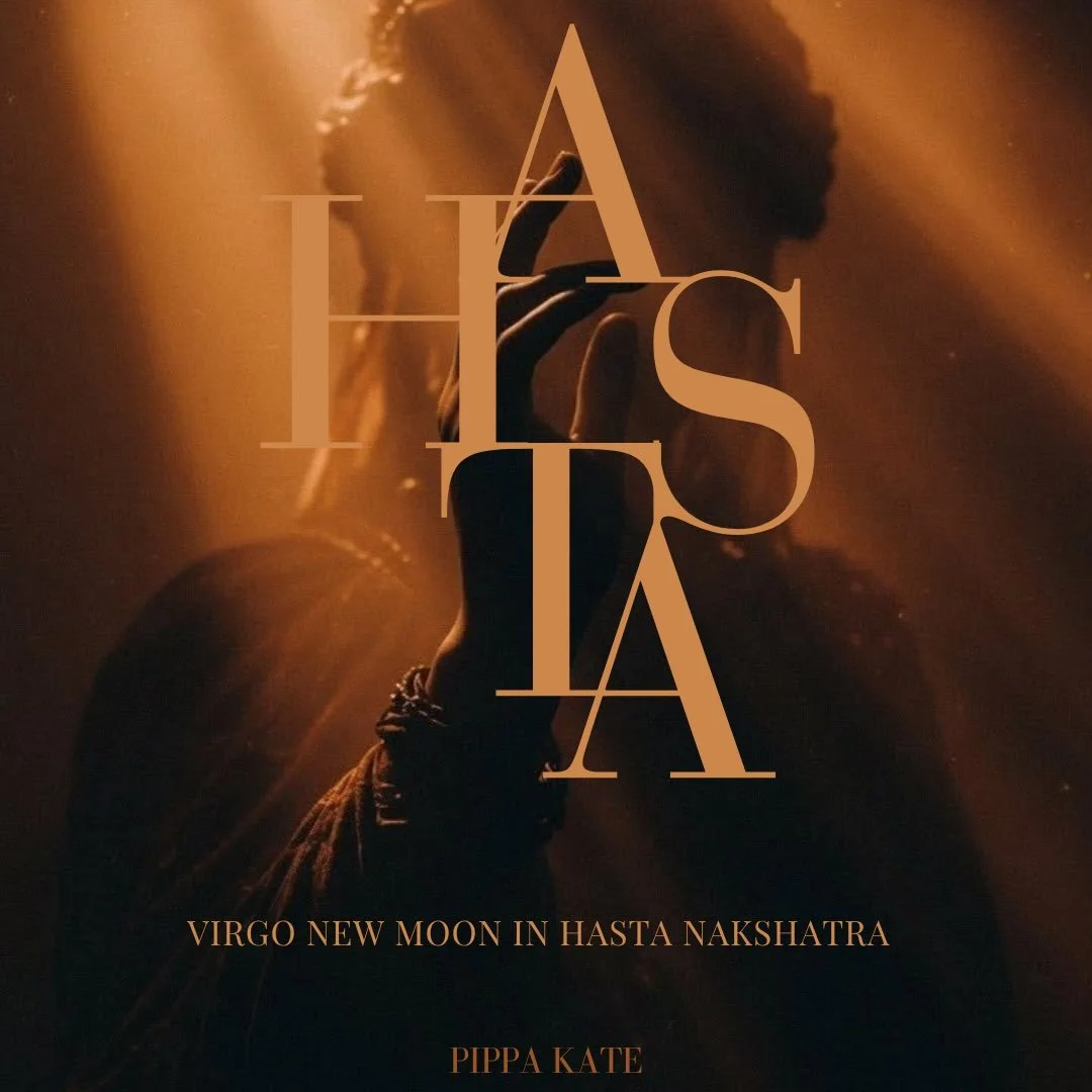 HASTA NEW MOON

When: 10th - 11th October	

This New Moon is quite literally a portal. 

A portal between worlds, to the Goddess, to the astral.
The Tithi of this New Moon closes Pitru Paksha, the Ancestors&rsquo; Fortnight, and is known as Mahalaya,