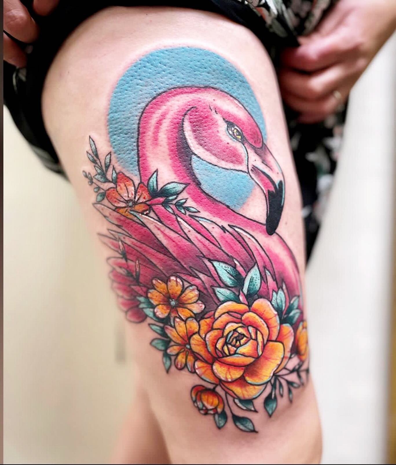 Great day yesterday with karen Maloney. #flamingo #flamingo tattoo #72tattoo #manchester #urmston