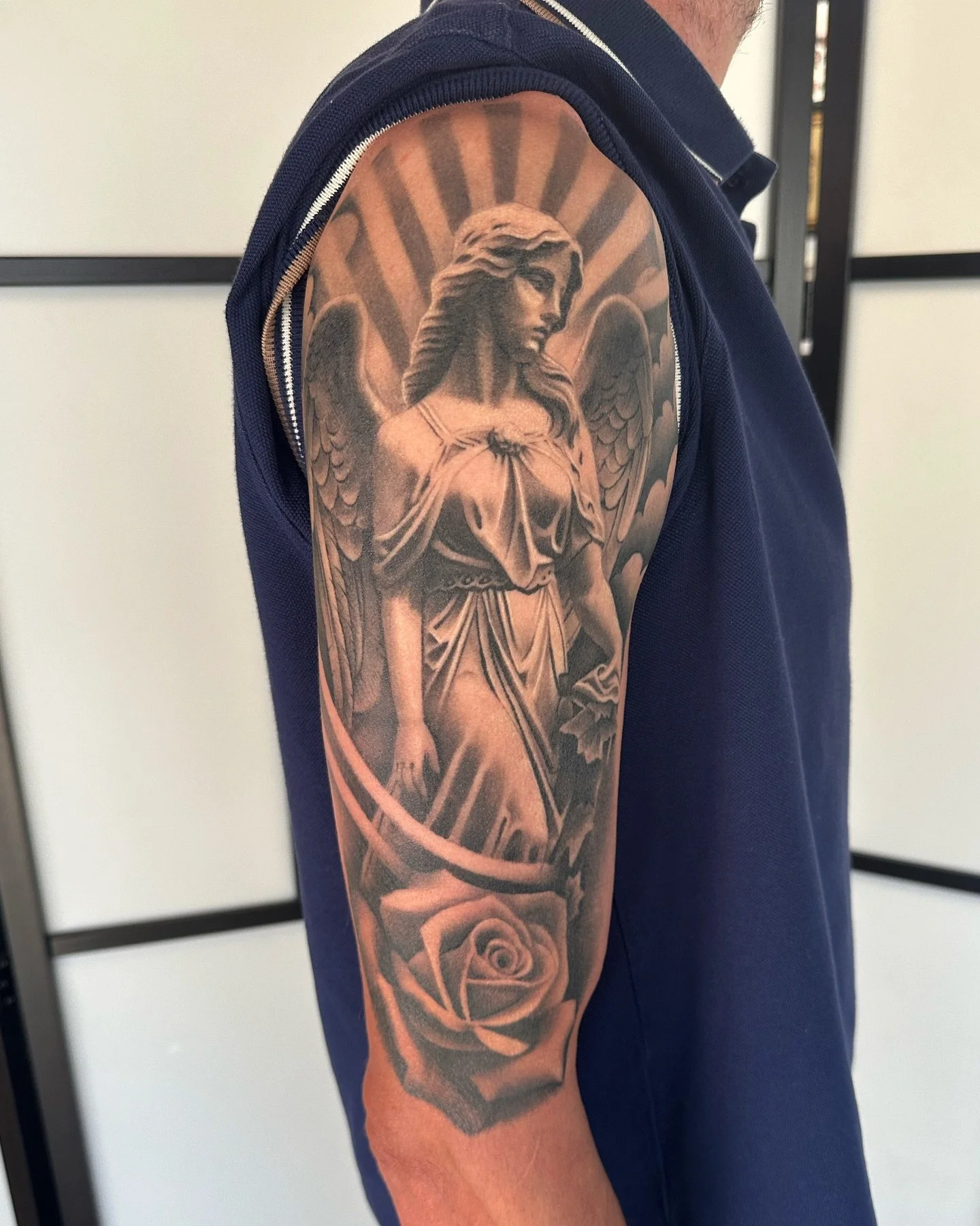 @benalmondtattoos 
.
.
.
.
.
.
#tattoos #blackandgreytattoo #angeltattoo #angels #realismtattoo #realistictattoo #manchestertattoo #tattooing