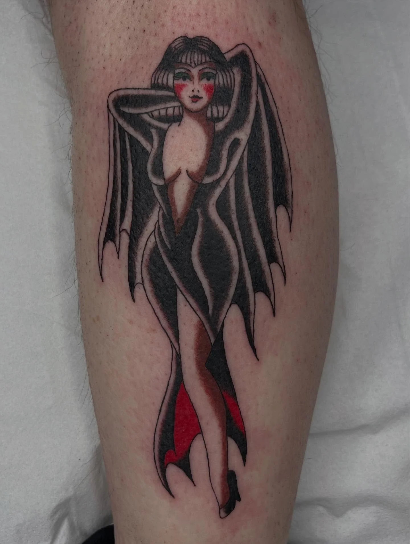 Bat lady from my Halloween flash for Tom! I would still really love to tattoo the rest of this sheet 🦇