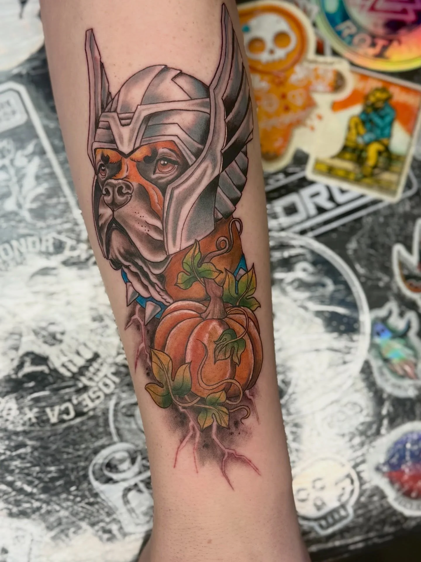 Thor the Bullmastiff. Aka the pumpkin pooch. 

Loads of fun making this for Kenzie recently to go with his healed pooch on the other arm. Thanks so much dude. 

&bull;&bull;&bull;&bull;&bull;&bull;&bull;&bull;&bull;&bull;&bull;&bull;&bull;&bull;&bull