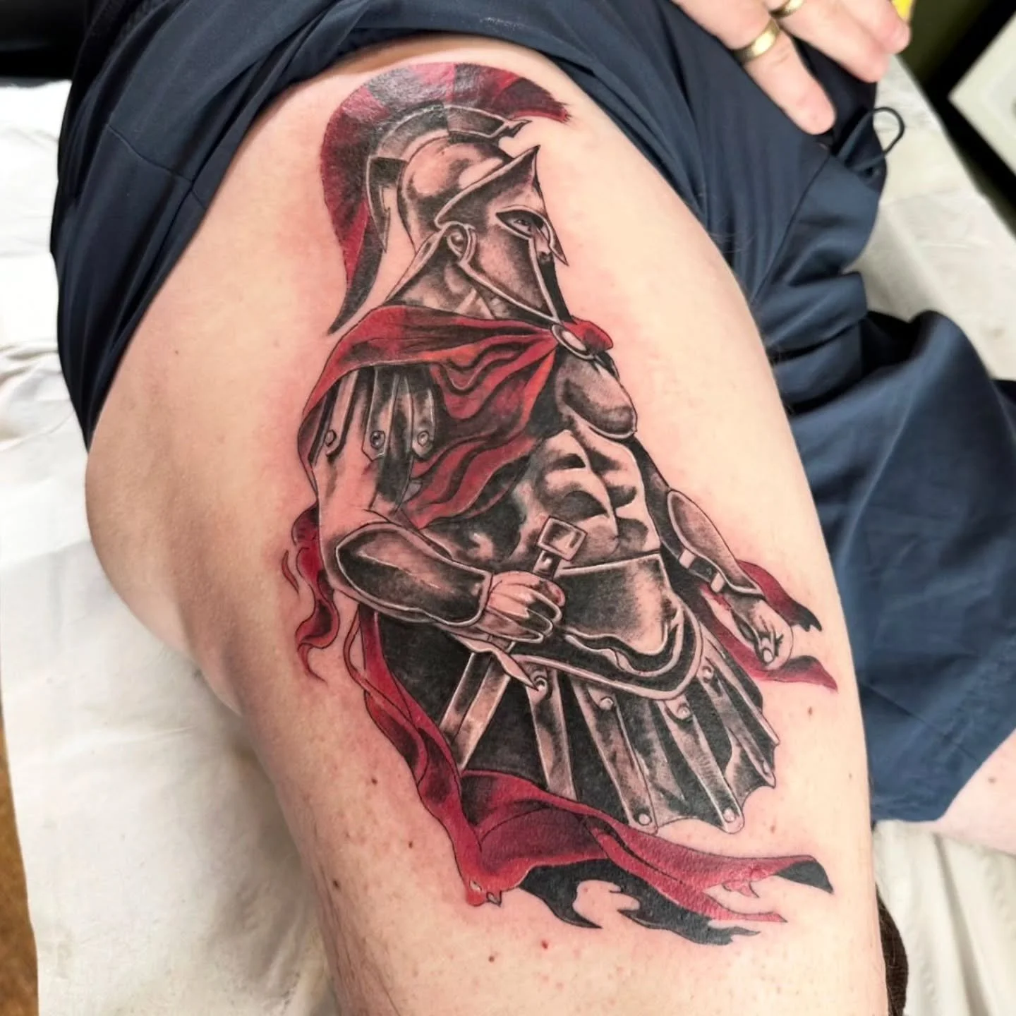 Before + After Spartan cover up tattoo 🔥

Done by @gavrourke72 

Message for Enquires ⭐️

#spartantattoo #manchestertattoo #urmston #blackandgreytattoo #spartan