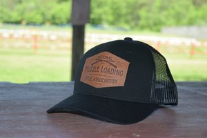 帽子 20's Eagleknit Eskimo Cap NRA Label Black Mesh Hat w/Modern Leather Logo (90 years strong) — The NMLRA