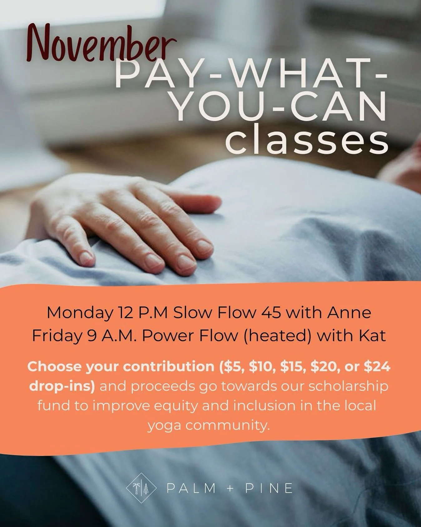 Equitable pricing is just one of the many things we&rsquo;re intentional about in order to provide accessible yoga for the local community. 🫶 Check out the November pay-what-you-can classes and book your next yoga class today. We look forward flowin