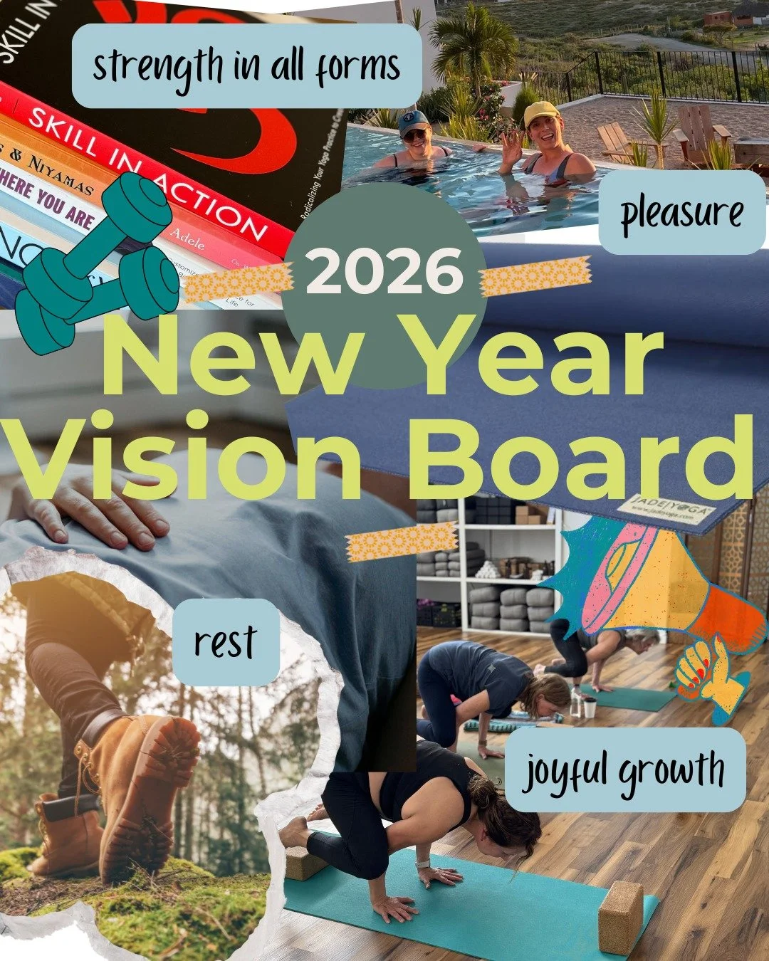 A vision board is a collage you create, one that supports your highest vision for the coming year. Numerologically, 2026 is a "1" year, (2+0+2+6=10, 1+0=1) so is the perfect time for new beginning, fresh starts, resets,  or perhaps the laun
