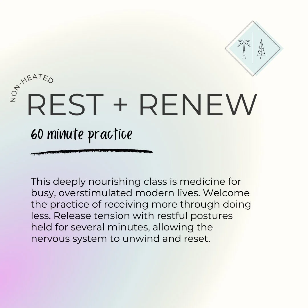 One of the things we hear most from people who come to our studio is they love the variety of classes we offer.

Today, we&rsquo;re highlighting Rest + Renew. A gentle, grounding class designed to help you slow down and settle in. There&rsquo;s no pr