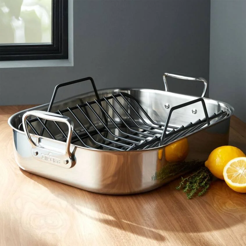 Stainless Steel Roaster via Crate &amp; Barrel
