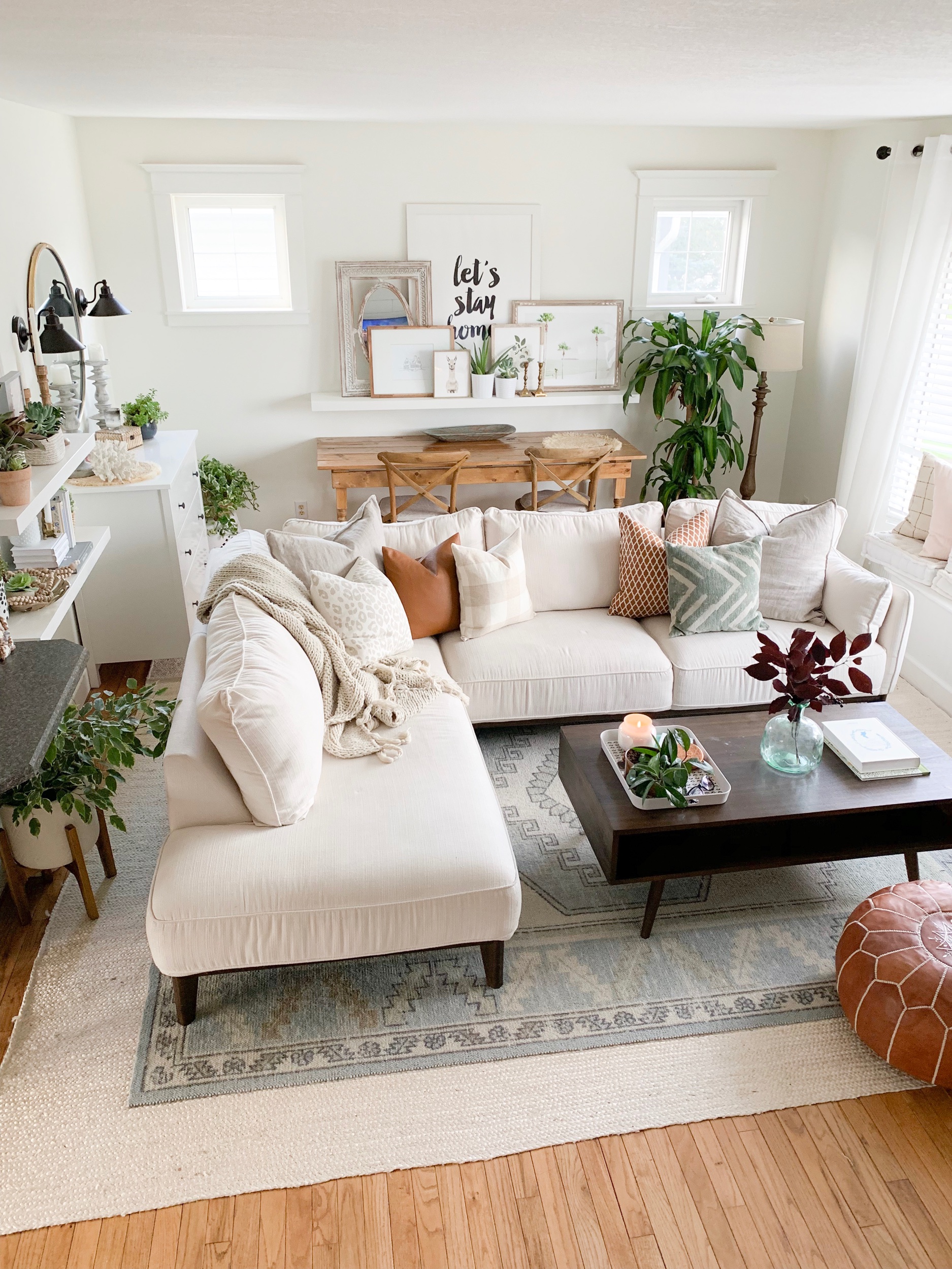 White Sectional Decor Boho Design, Living Room Ideas With Sectional