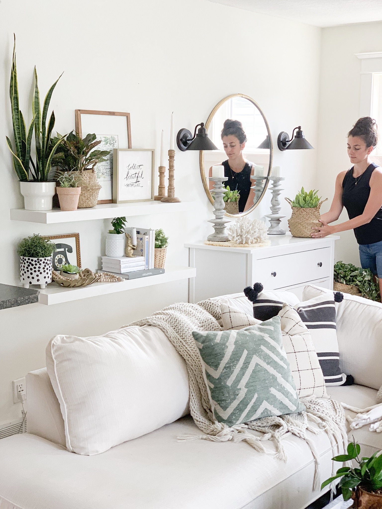 White Sectional Decor Boho Design