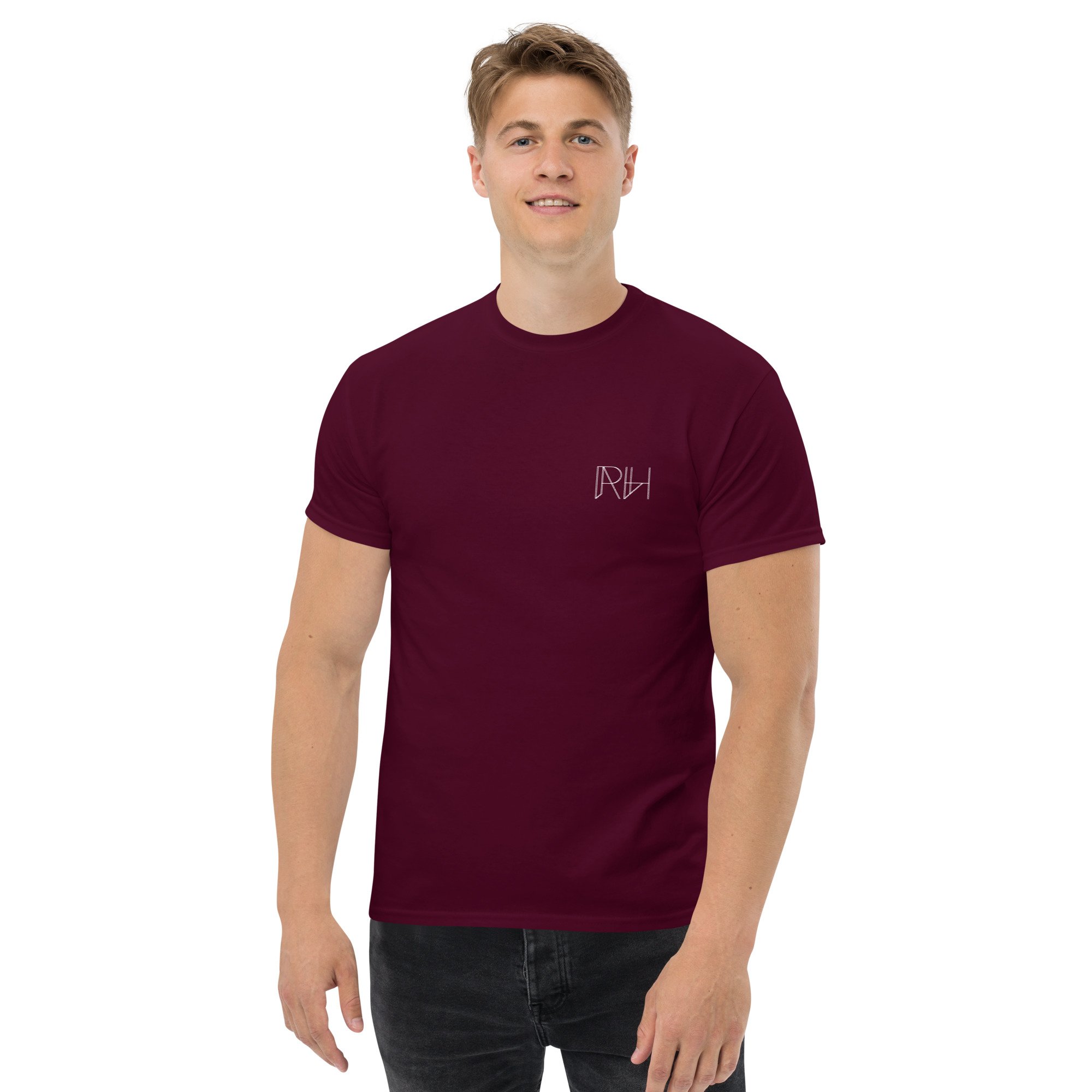 mens-classic-tee-maroon-front-651467b9d97c1.jpg