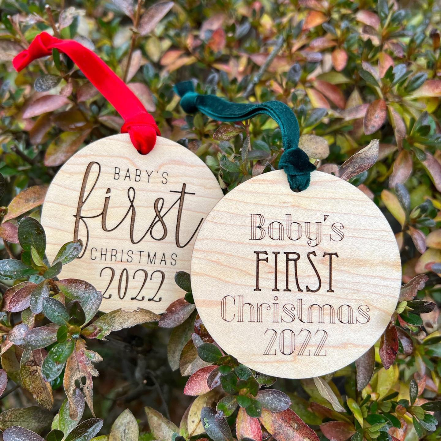 Baby&rsquo;s first Christmas ornaments are in stock!! Customization available
❤️💚