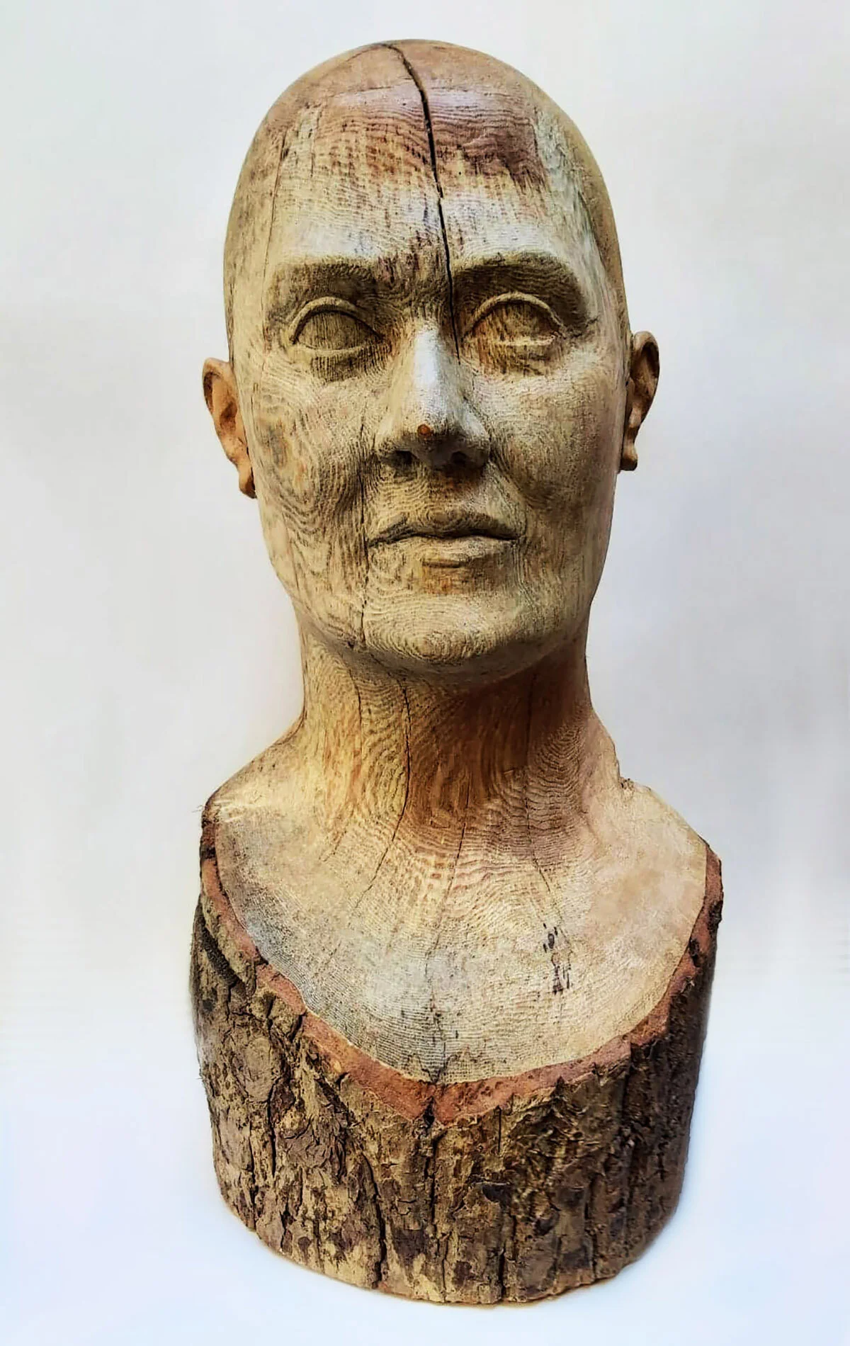 Wooden Sculpture font view. "Laura"