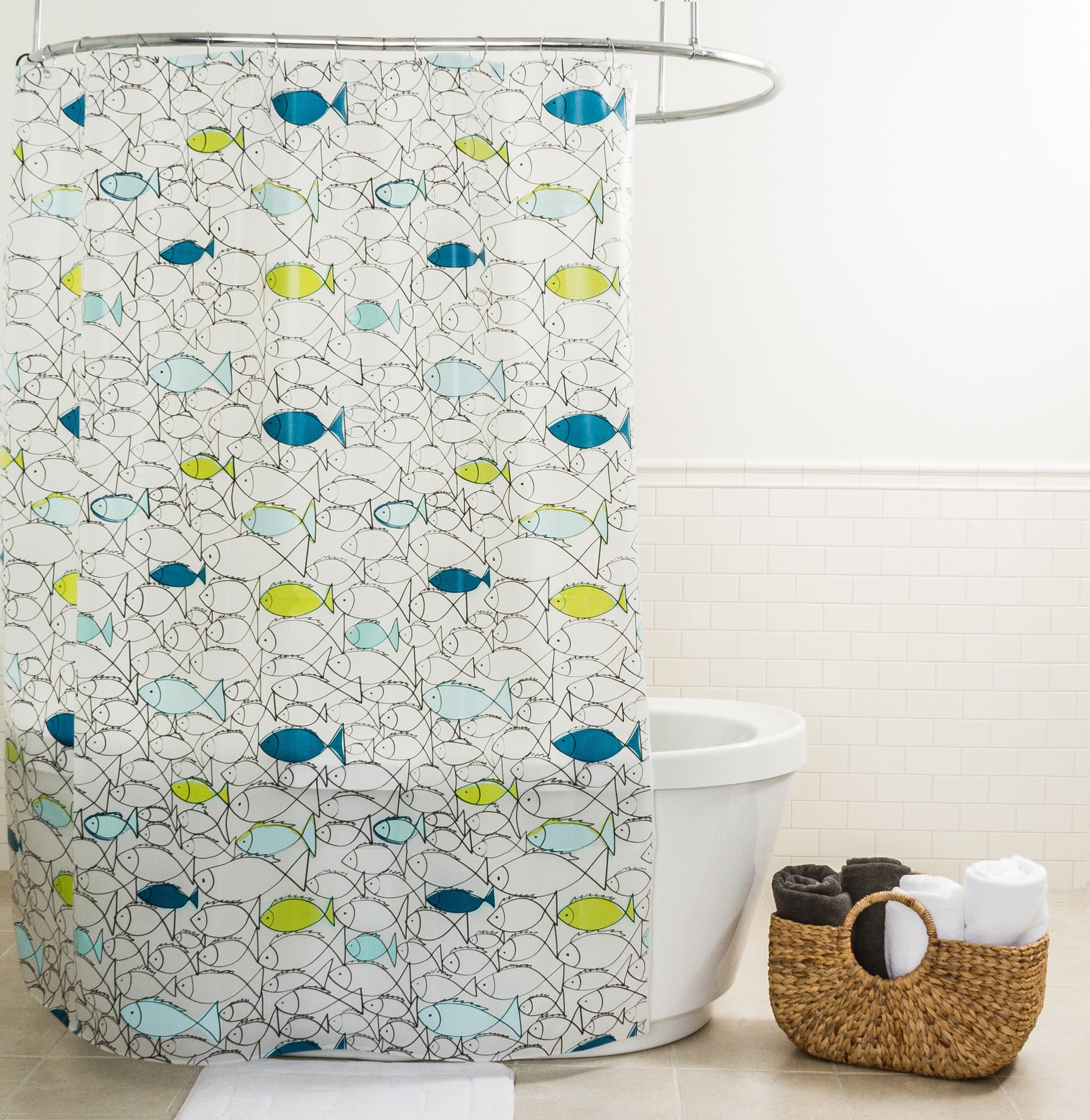 Fish printed PEVA shower curtain 