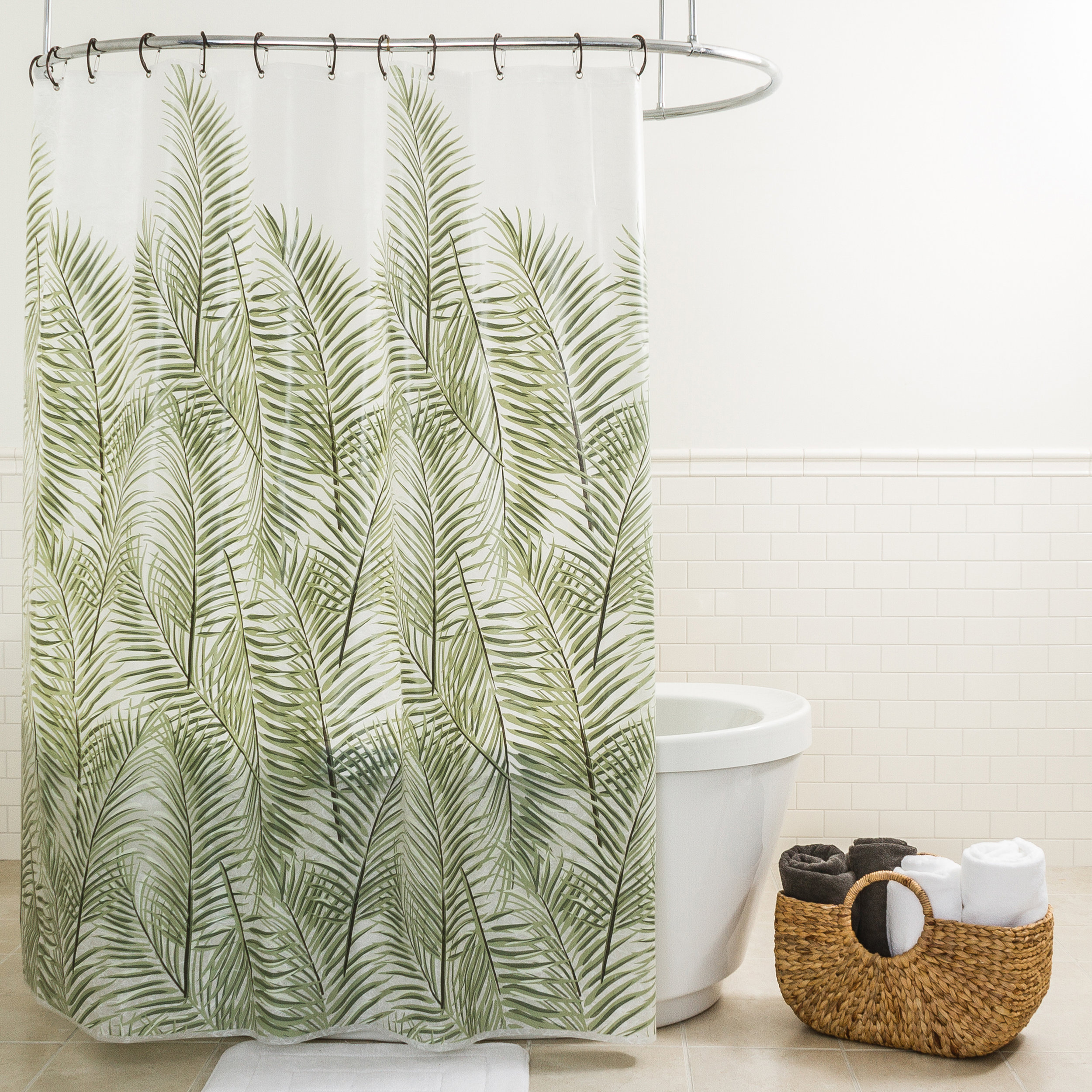 Rideau de Douche 120x200 Motif tropical en PEVA Mod. Maya Bay