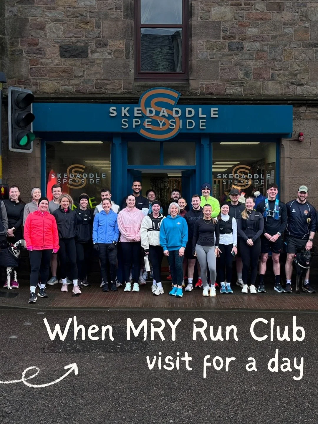 @mryrunclub social run &amp; exclusive shop 🤩 

What a delight to bring together the Skedaddle Speyside &amp; MryRunClub communities. 

So pleased for the MryRunClub crew, they achieve such an incredible turn out for all social runs &amp; this one w