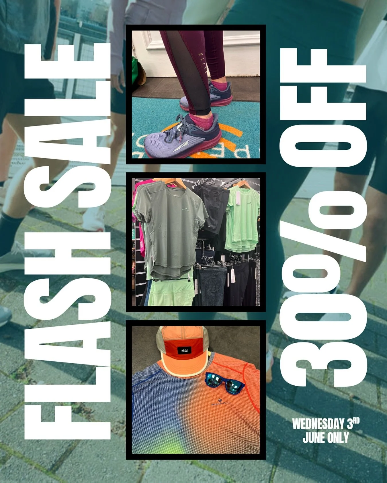 Today is the DAY 🥳✨ 

Happy global running day ! To celebrate we are launching a FLASH ⚡️ sale. A huge range of items discounted for one day only to help you grab your essentials ahead of the spring/ summer season. 

See ya in store 10-4 🤪