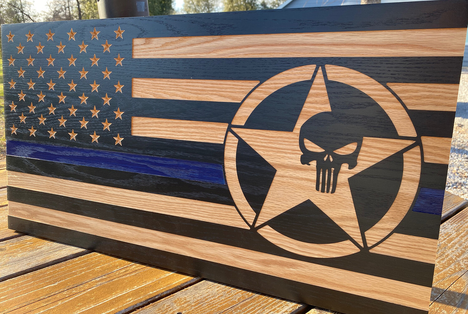 Blue Line Flag, Novelty Punisher Edition, Subdued, 28.5" x 15"