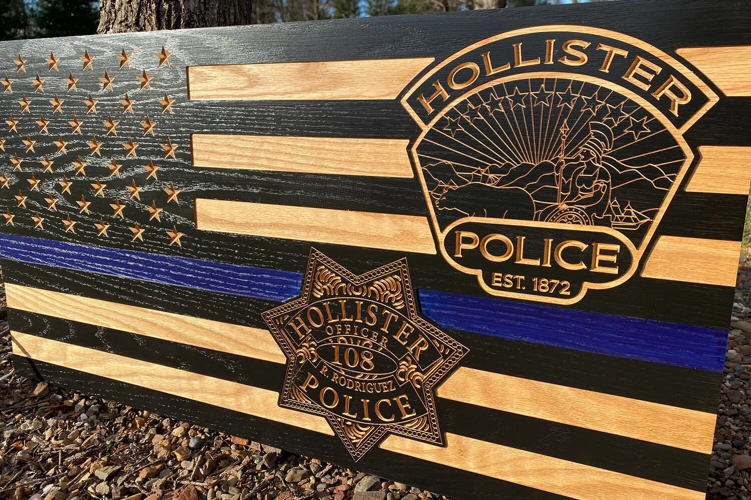 Blue Line Flag - Hollister, CA Police