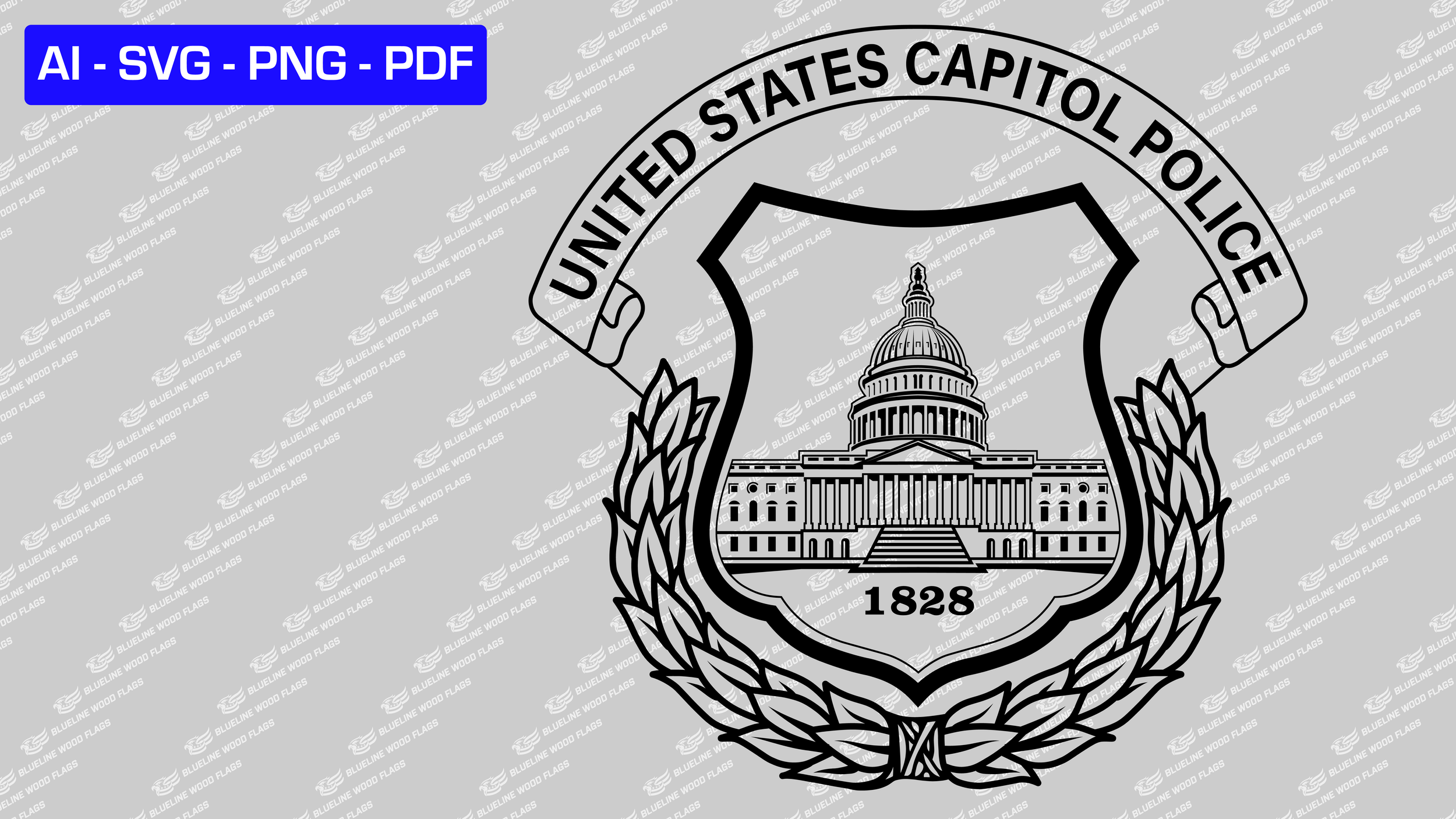 United States Capitol Police Patch Vector File — Blue Line Wood