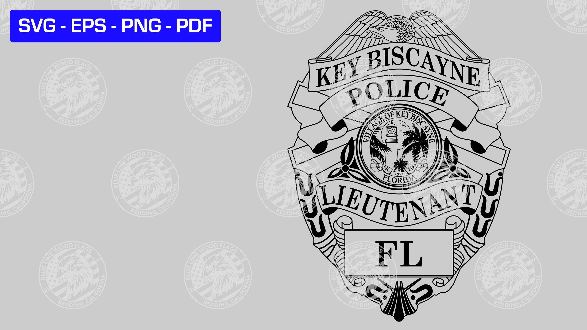 Key Biscayne, Florida Police Lieutenant Badge SVG File