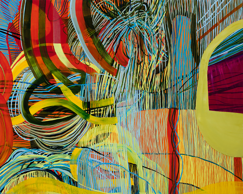 Kelly McConnell, Listening, oil on canvas (2018), 5' x 4'