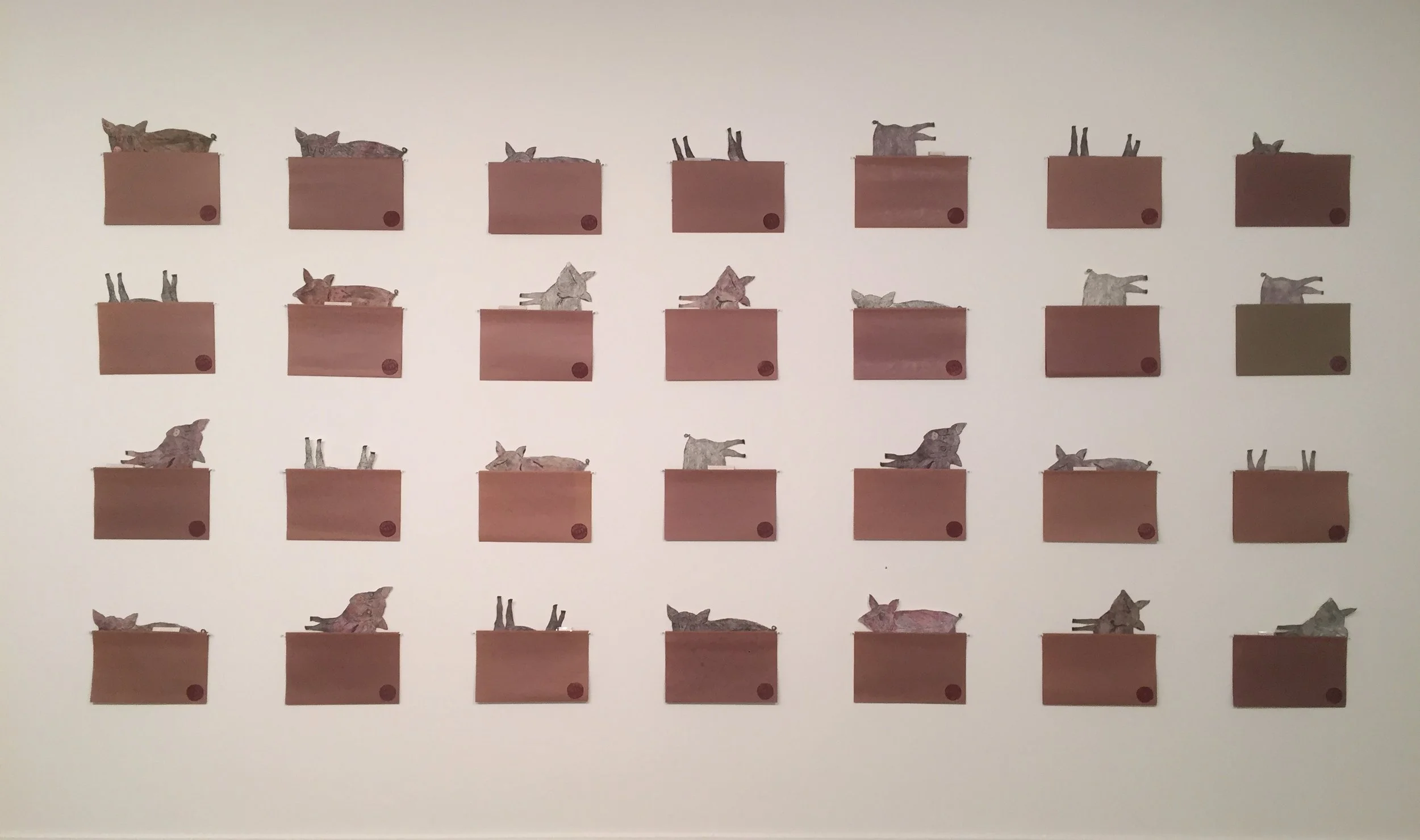 Adoption Files (1995, 2007, 2019) Site specific installation— dimensions variable, 8’ x 16’, April 2018, hand colored intaglio etchings + linoleum block relief prints; brown manilla files with labels on okawara paper