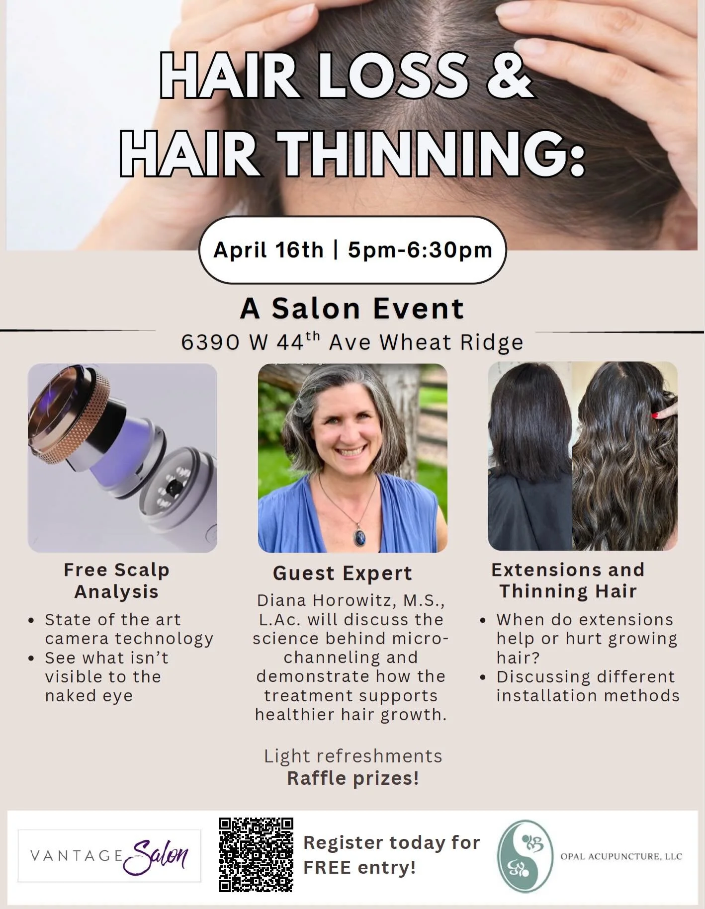 One more week to sign up for a free educational event about non-invasive, healthy solutions to hair thinning and hair loss! Can&rsquo;t wait to see you there or DM me if you can&rsquo;t make it and have any questions 💕👩🏼&zwj;🦳💕