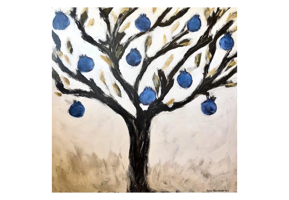 Blue Pomegranates 48" x 48"