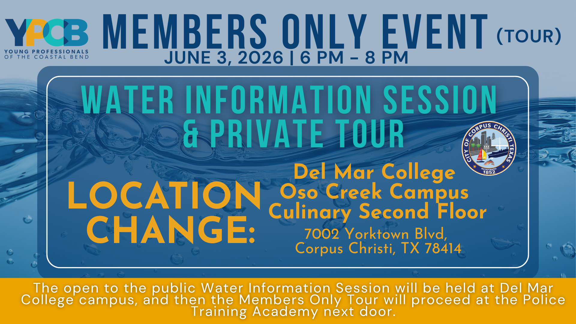 Water Information Session &amp; Private Tour