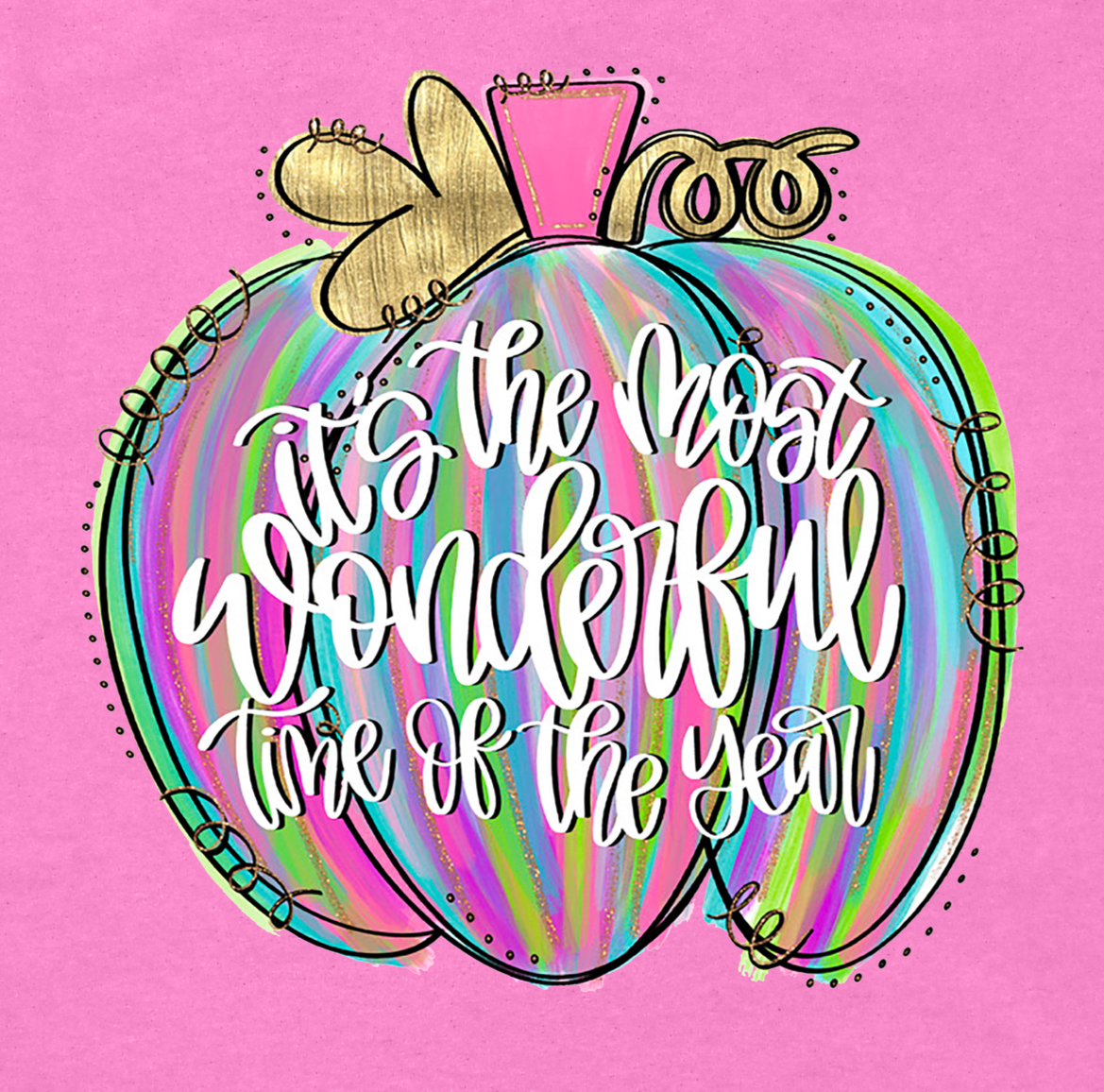 Pink and Gold Pumpkin DTF