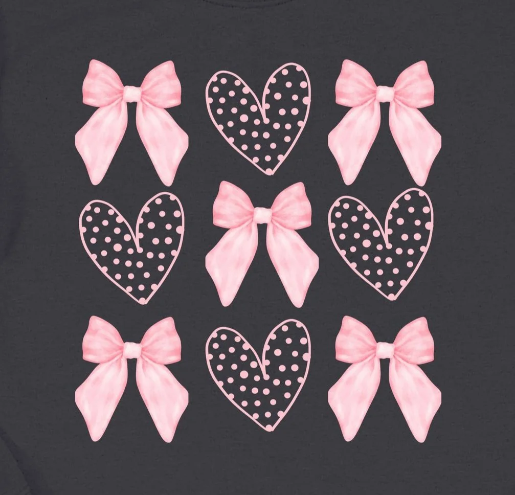 Pink Bow and Hearts DTF