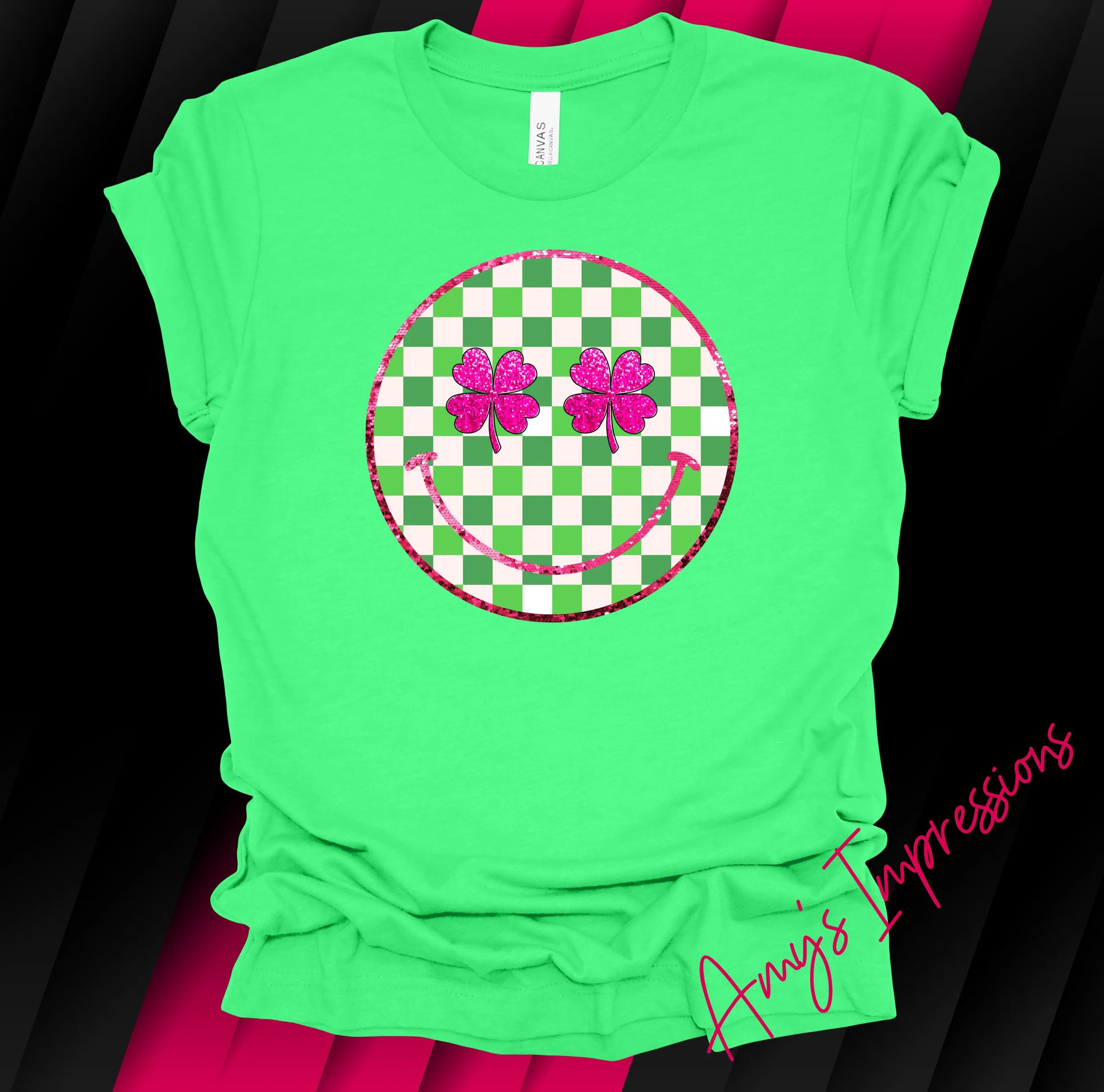 Green Checker Smiley Face