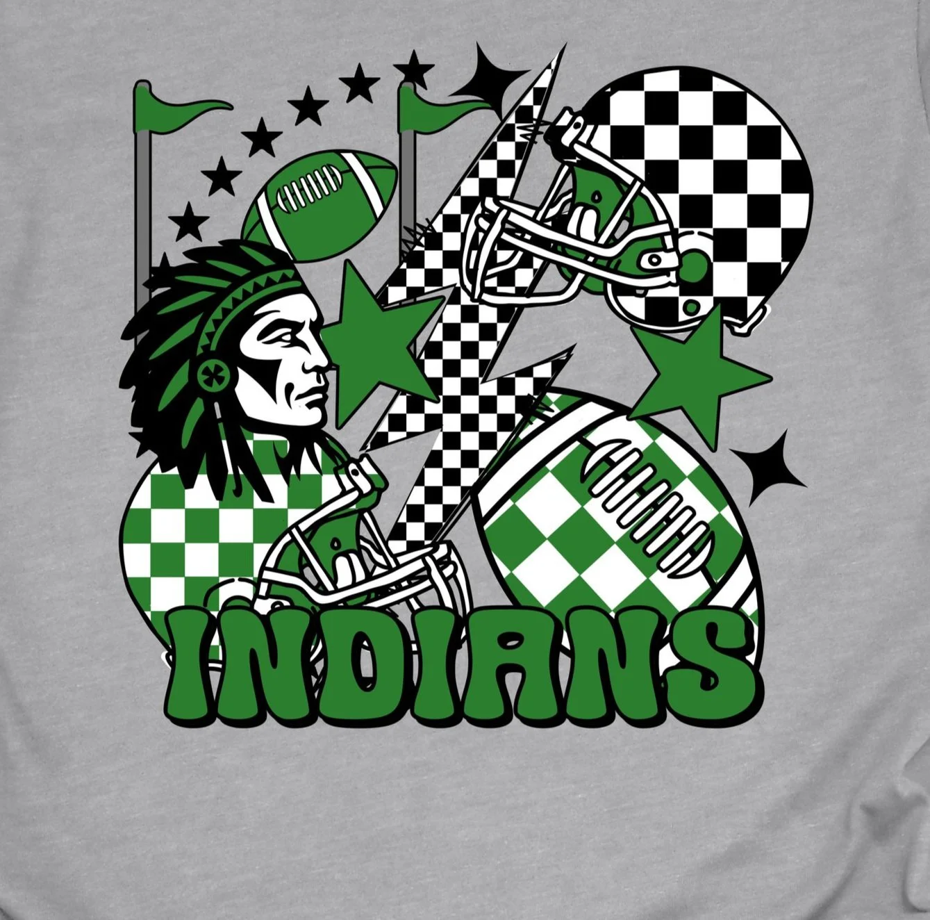 Indians Checker Helmet DTF