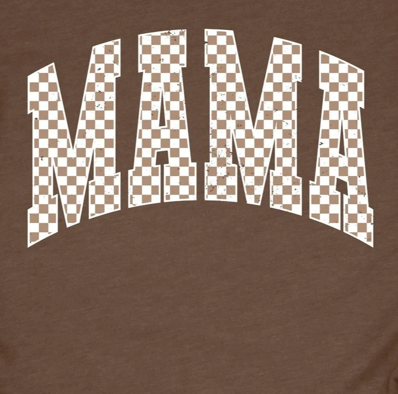 Mama Varsity Brown Checker DTF