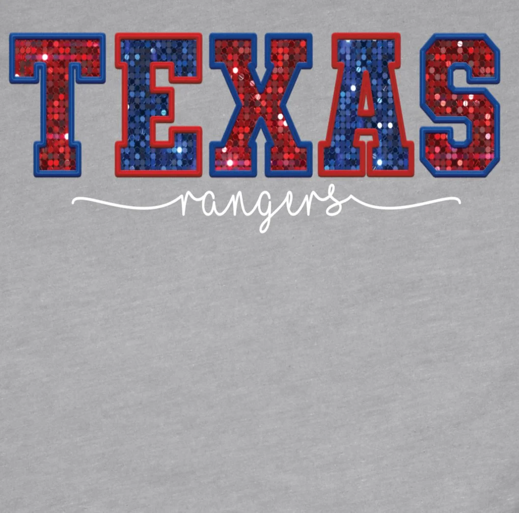 Texas Rangers Sequin White DTF