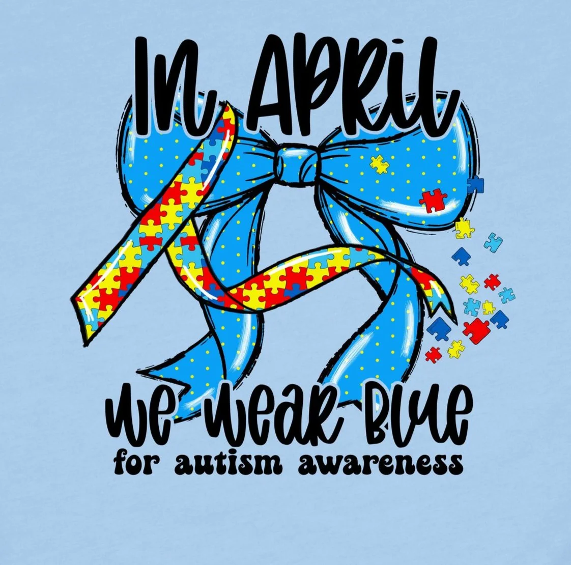 In April Autism Bow DTF