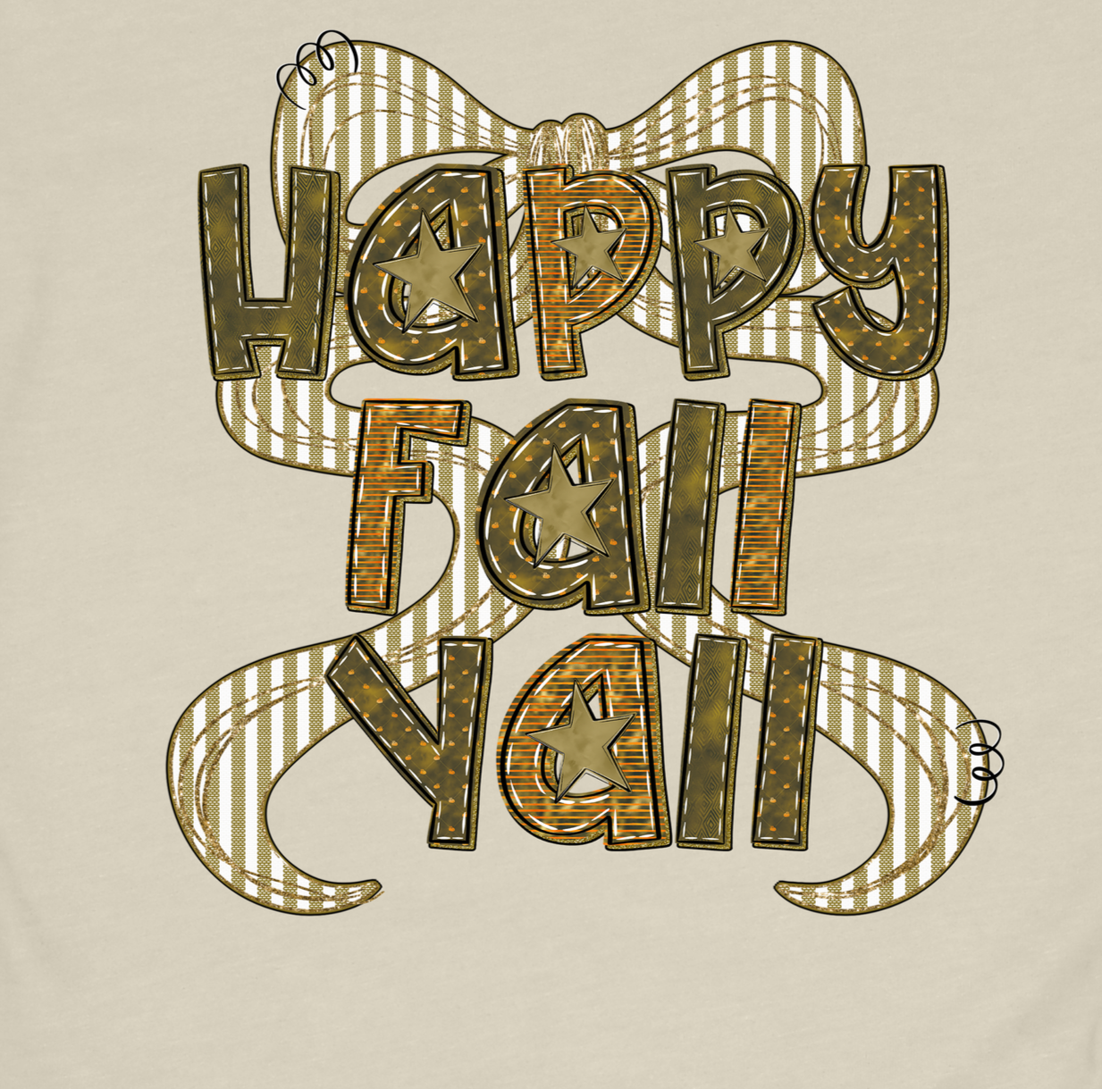 Happy Fall Yall Gold Pattern DTF