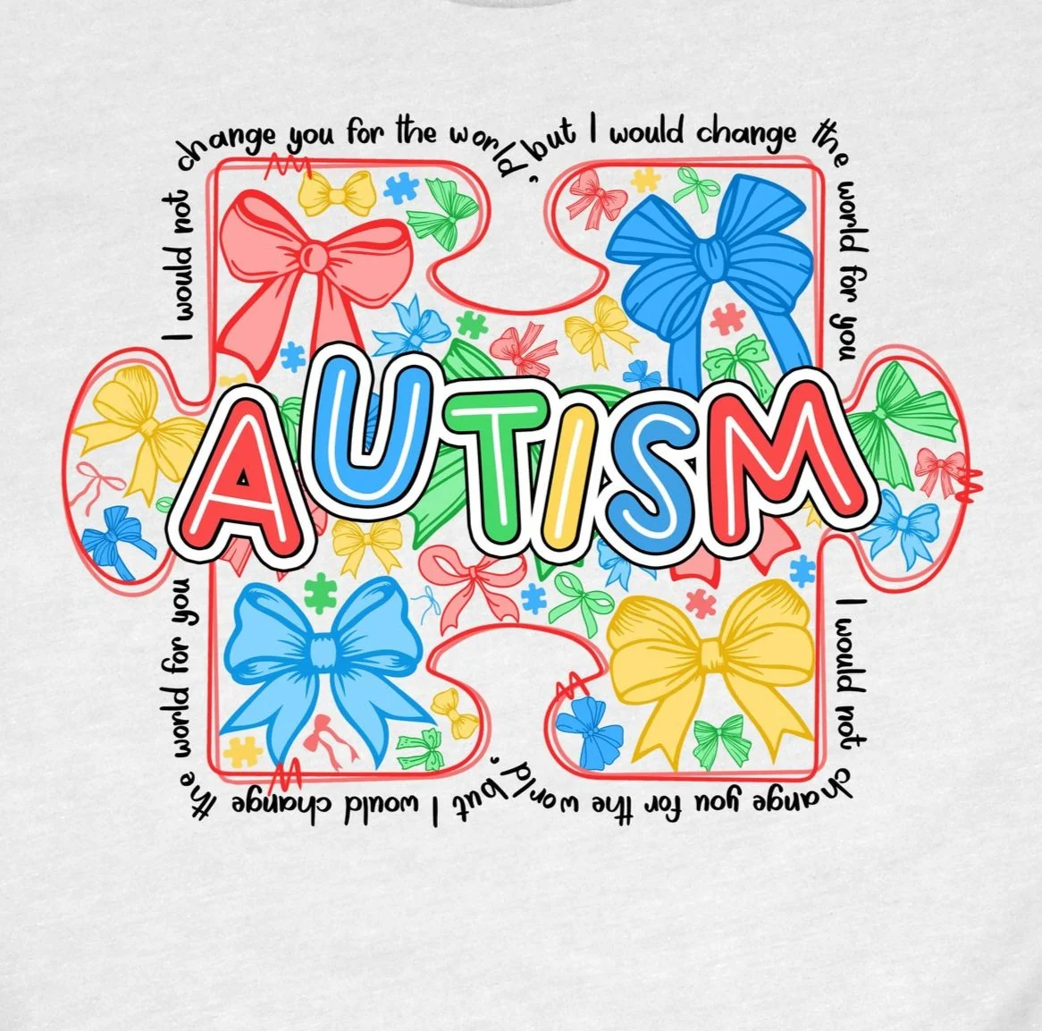 Autism Puzzle Bow DTF