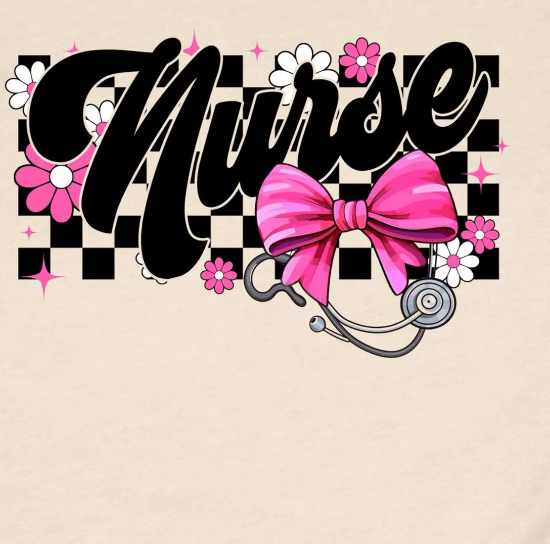 Nurse Pink Bow DTF