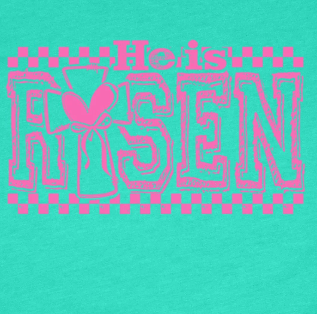 He Is Risen Checker Light Pink DTF