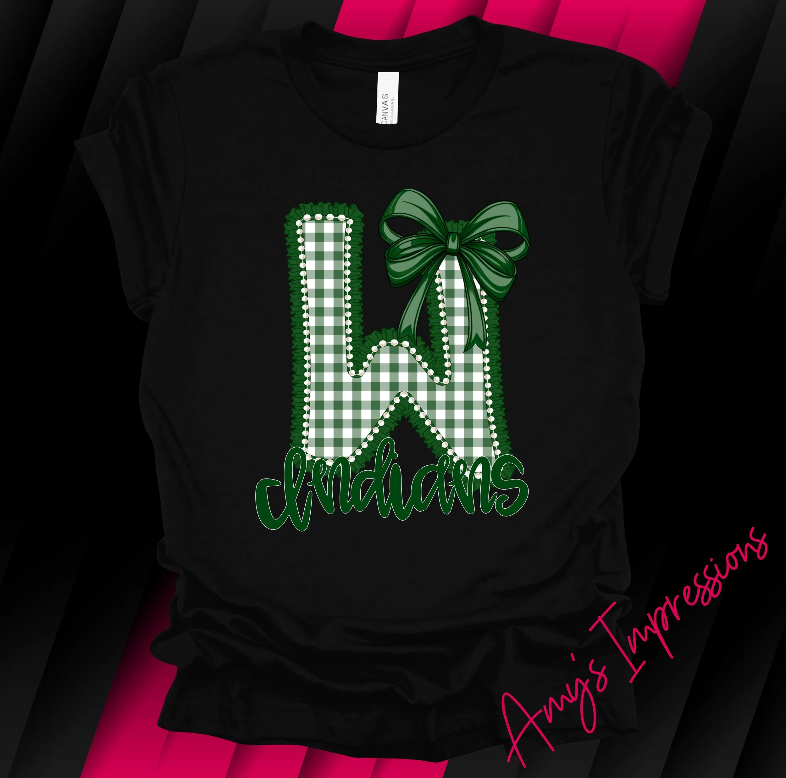 INDIANS PLAID BOW W BELLA BLACK.jpg