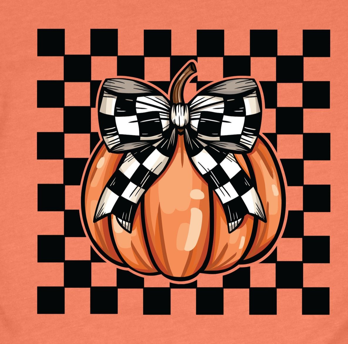 Checkered Pumpkin with Bow DTF