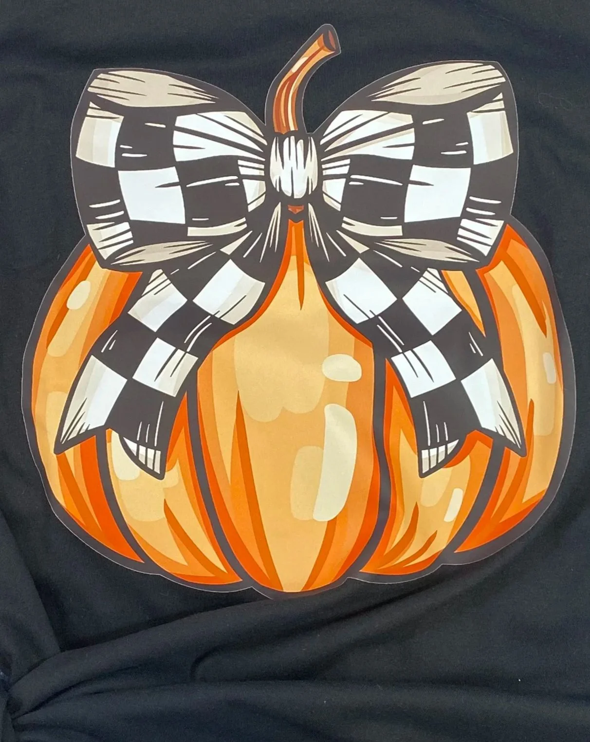 Checkered Bow Pumpkin DTF