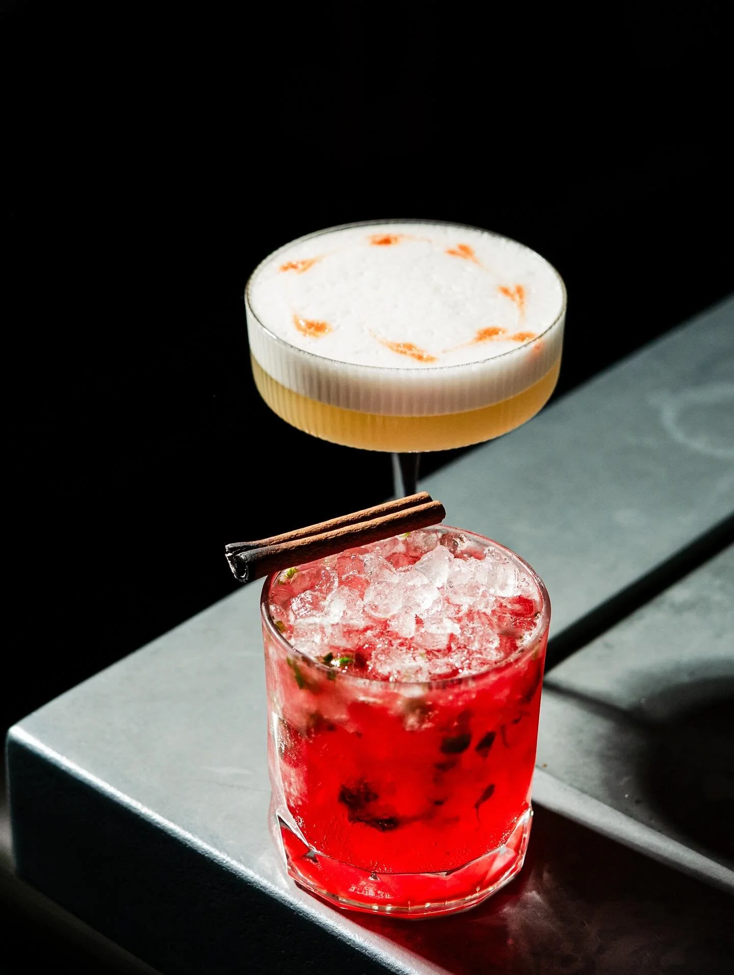 The theme of the season is... fruit and cinnamon✨

If that sounds good to you, you&rsquo;ll love the Cinnabar Shores and A Crucial Peach of Information.

#fruitydrinks #seasonaldrinks #wintercocktail #cinnamoncocktail #dcdrinks #dcbars #dccocktails