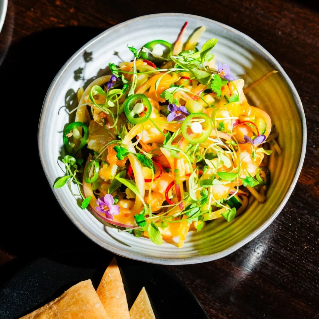 Bright, citrusy, and just the right amount of heat 🍤

Our Shrimp Ceviche is made with fresh mango, onions, cucumber, fresno peppers, jalape&ntilde;os, passion fruit &amp; orange juice.

#georgetowndc #dcfoodie #cocktailbar
