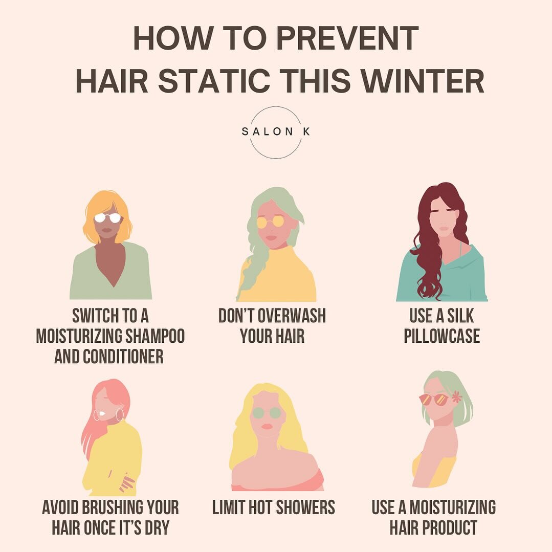 Are you having a static problem with your hair this winter? Here&rsquo;s some tips:
1. Static means there&rsquo;s a loss of moisture so switching to a moisturizing shampoo and conditioner will immediately help (we love the HIO line for moisture). If 