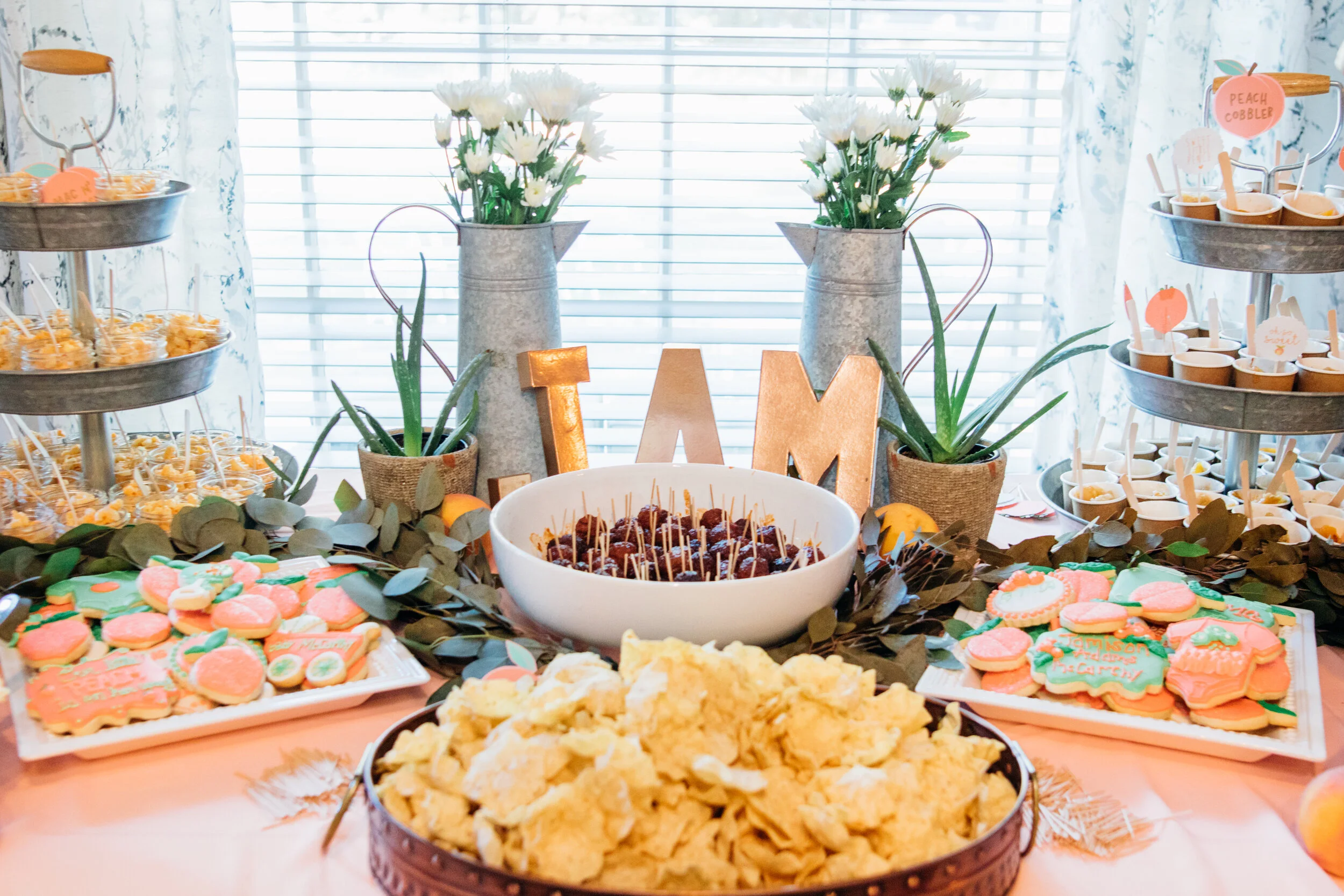 peach baby shower decorations