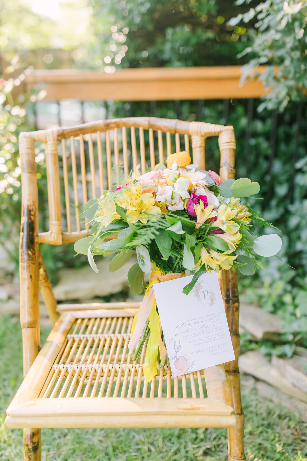 Invitation Design and Bridal Bouquet - Backyard Wedding Elopement 2020