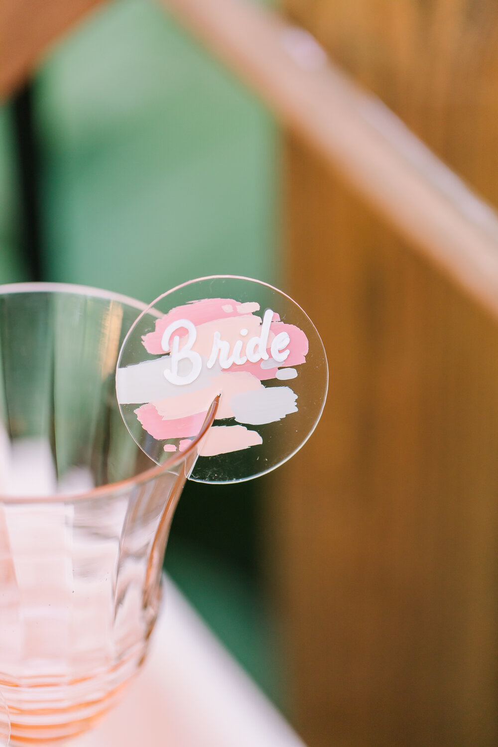 Acrylic Escort Table Bride Escort Card, Hand Painted Pink Bar Cart