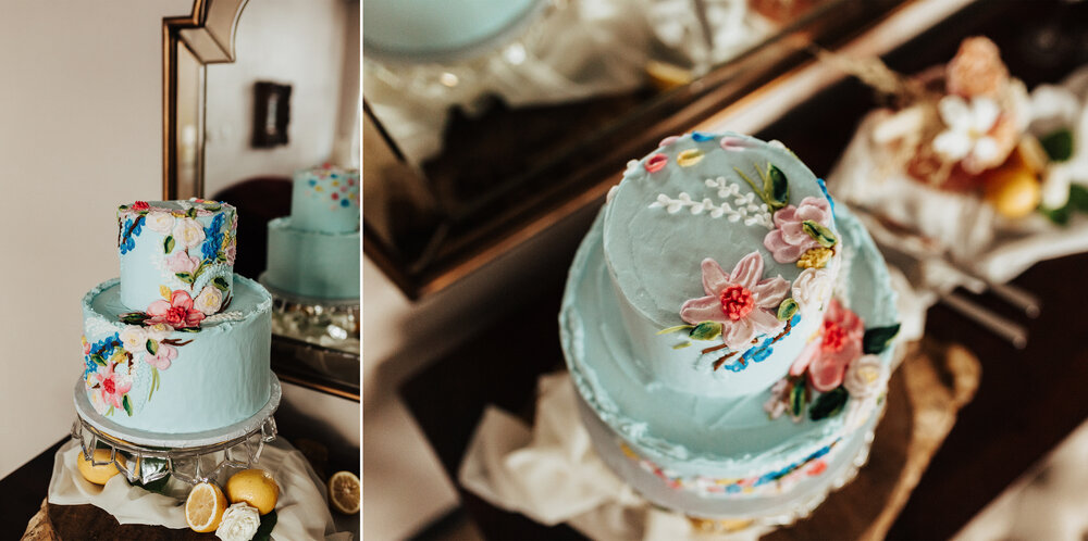 Light Blue Wedding Cake Floral Details Covington, TN